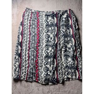 Red Tomato Vintage Black White Red Floral Batik Rayon Skirt Plus Size 24 Boho